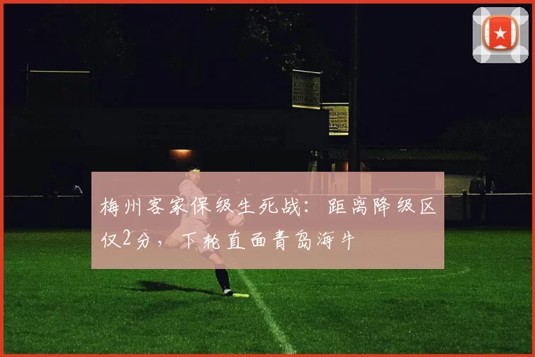 梅州客家保级生死战：距离降级区仅2分，下轮直面青岛海牛